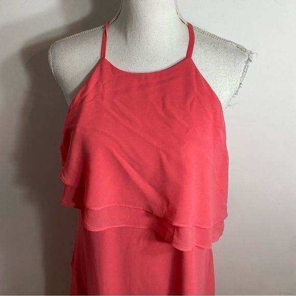 Nanette Lepore Pink Ruffle Dress NWT Sz 12 Asymmetrical Flounce Sleeveless - Picture 3 of 9